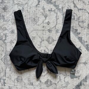 aerie Black Tie-Front Bikini Top